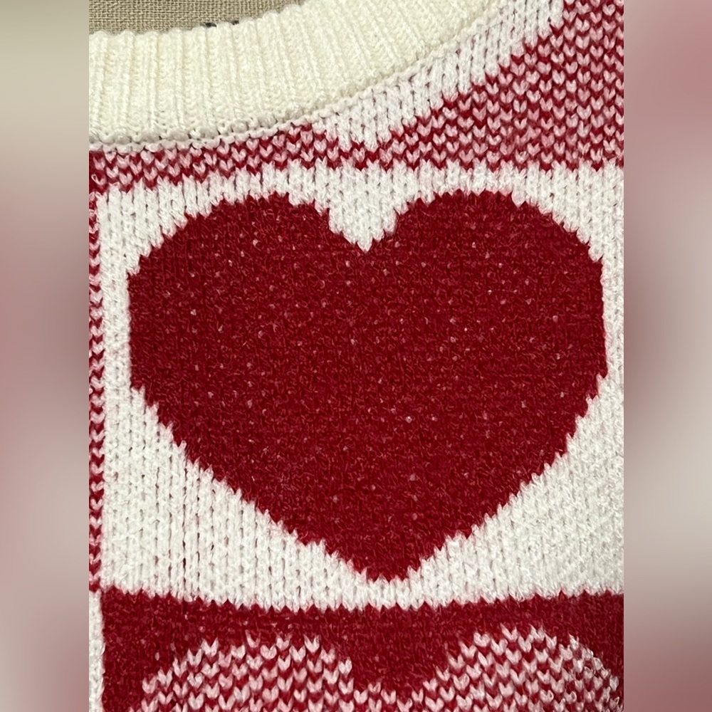 New Heart Pattern Knitted Pullover Sweater, Cotton Wool blend XL - Picture 11 of 12